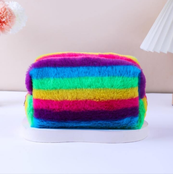 Fuzzy makeup bag 💙💜💚💛❤ - Picture 6 of 7